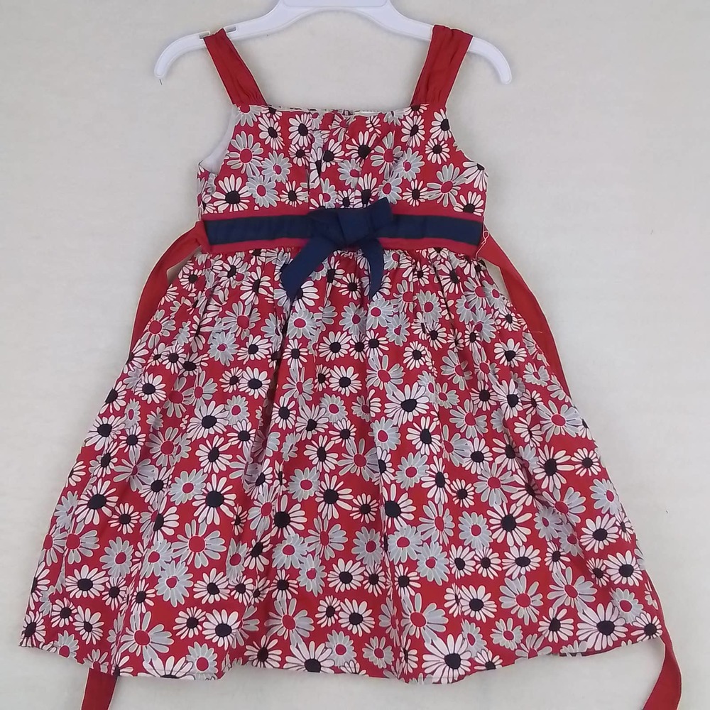 Westside Girl's Sun Dress Size 5-6 in Red, White, Blue w/‎ Floral Print
